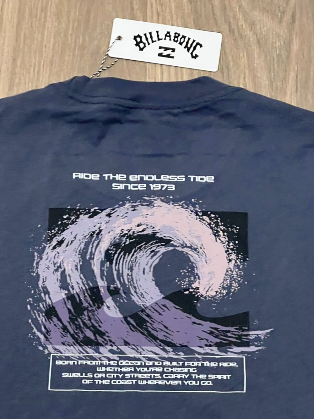 M BILLABONG Mens Tee Shirt Top Wave Logo Surf 2-Sided NWT *Ride the Endless Tide